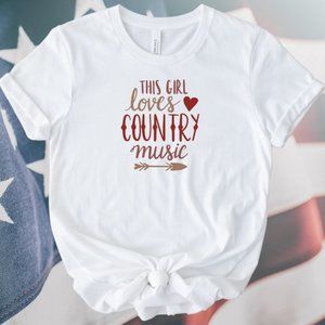 Trendy Country T-Shirt Soft & Comfy This Girl Loves Country Music